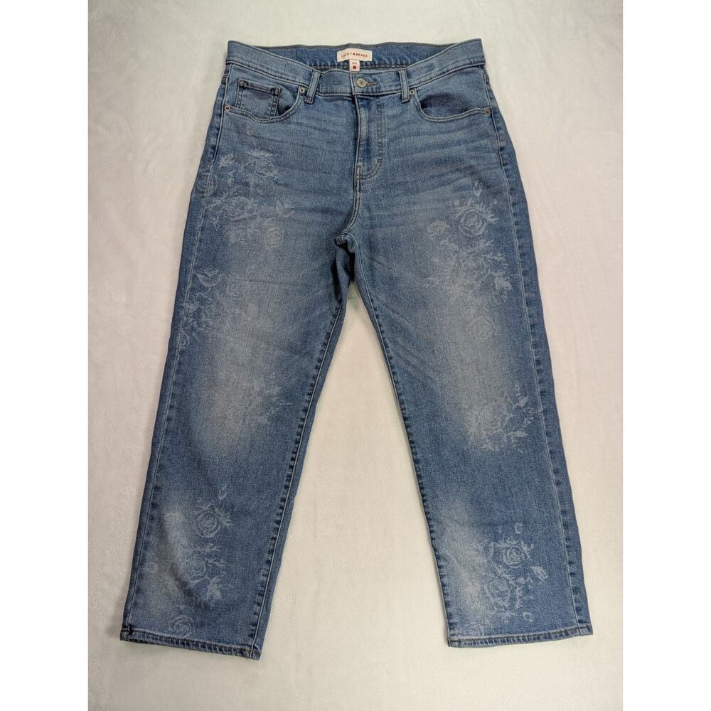 Lucky Brand Sz 8/29 Laura Ashley 90s Loose High Rise Crop Jeans Floral Embossed